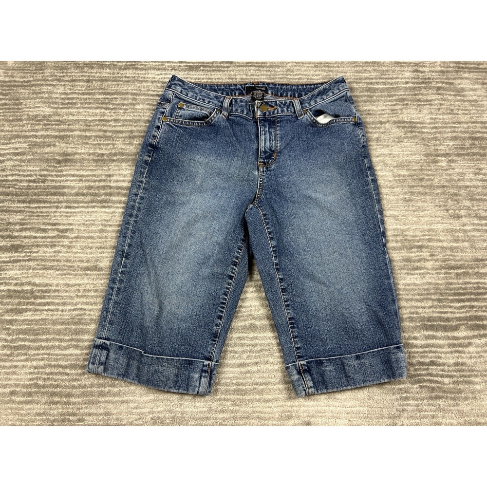 Ana Jeans Womens 8P Blue Denim Capri Cuffed Cotton Blend Casual